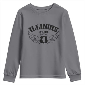 Illinois Route Highway 66 Souvenir Youth Sweatshirt Open Road Adventure TS12 Charcoal Print Your Wear