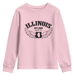Illinois Route Highway 66 Souvenir Youth Sweatshirt Open Road Adventure TS12 Light Pink Print Your Wear