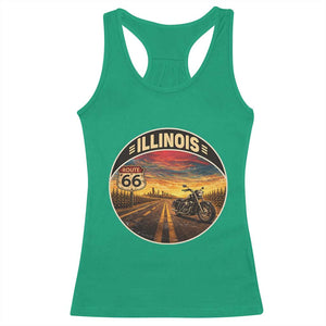 Illinois Route Highway 66 Motorcycle Racerback Tank Top Road Trip Adventure TS12 Irish Green Print Your Wear