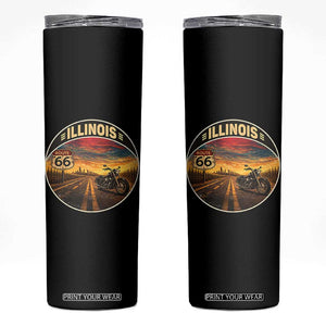 Illinois Route Highway 66 Motorcycle Skinny Tumbler Road Trip Adventure TS12 Black Print Your Wear