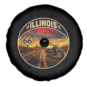 Illinois Route Highway 66 Motorcycle Spare Tire Cover Road Trip Adventure TS12 Print Your Wear