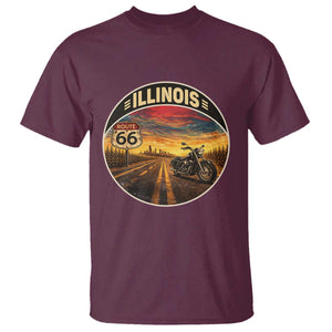 Illinois Route Highway 66 Motorcycle T Shirt Road Trip Adventure TS12 Maroon Print Your Wear