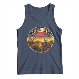 Illinois Route Highway 66 Motorcycle Tank Top Road Trip Adventure TS12 Navy Print Your Wear