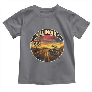 Illinois Route Highway 66 Motorcycle Toddler T Shirt Road Trip Adventure TS12 Charcoal Print Your Wear