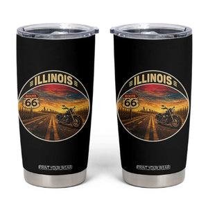 Illinois Route Highway 66 Motorcycle Tumbler Cup Road Trip Adventure TS12 Black Print Your Wear