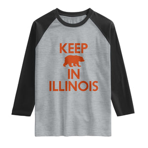 Keep Bear In Illinois CFB Raglan Shirt Chicago Pride Gift TS12 Heather Gray Black Print Your Wear