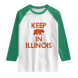 Keep Bear In Illinois CFB Raglan Shirt Chicago Pride Gift TS12 White Kelly Green Print Your Wear