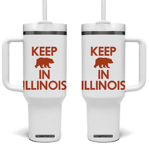 Keep Bear In Illinois CFB Tumbler With Handle Chicago Pride Gift TS12 One Size: 40 oz White Print Your Wear