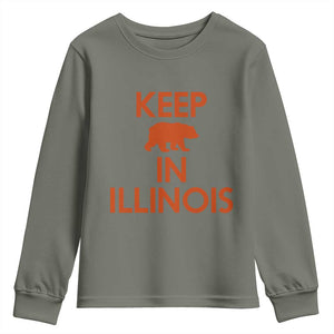 Keep Bear In Illinois CFB Youth Sweatshirt Chicago Pride Gift TS12 Military Green Print Your Wear