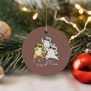Cat Mom Ceramic Ornament Three Cool Cats with Sunglasses TS12 1pc Mocha Print Your Wear
