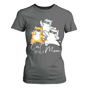 Cat Mom T Shirt For Women Three Cool Cats with Sunglasses TS12 Dark Heather Print Your Wear
