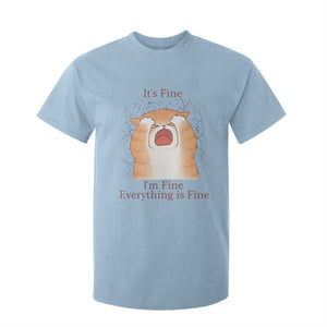 Its Fine I am Fine Everything is Fine Funny Cat Lover T Shirt For Kid TS12 Light Blue Print Your Wear