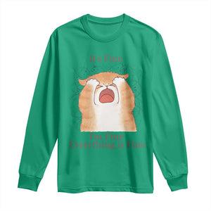 Its Fine I am Fine Everything is Fine Funny Cat Lover Long Sleeve Shirt TS12 Irish Green Print Your Wear