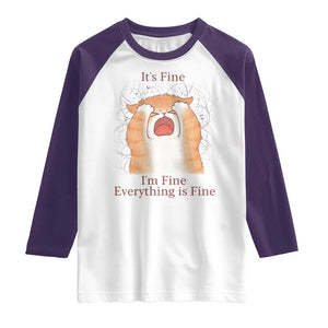 Its Fine I am Fine Everything is Fine Funny Cat Lover Raglan Shirt TS12 White Purple Print Your Wear