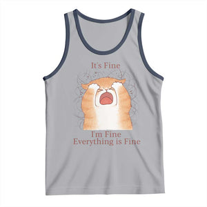 Its Fine I am Fine Everything is Fine Funny Cat Lover Tank Top TS12 Athletic Heather Navy Print Your Wear