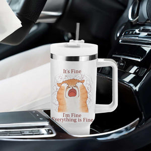 Its Fine I am Fine Everything is Fine Funny Cat Lover Tumbler With Handle TS12 Print Your Wear