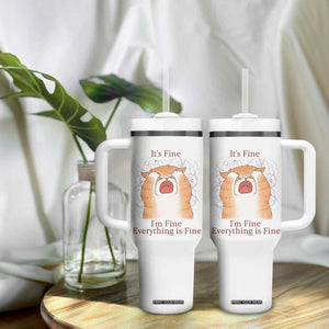 Its Fine I am Fine Everything is Fine Funny Cat Lover Tumbler With Handle TS12 Print Your Wear