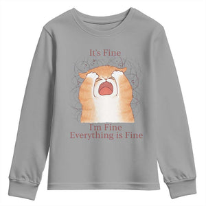 Its Fine I am Fine Everything is Fine Funny Cat Lover Youth Sweatshirt TS12 Sport Gray Print Your Wear