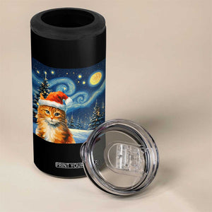 Christmas Van Gogh Cat 4 in 1 Can Cooler Tumbler In Santa Hat Starry Night TS12 Print Your Wear