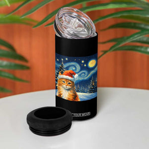 Christmas Van Gogh Cat 4 in 1 Can Cooler Tumbler In Santa Hat Starry Night TS12 Print Your Wear