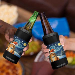 Christmas Van Gogh Cat 4 in 1 Can Cooler Tumbler In Santa Hat Starry Night TS12 Print Your Wear