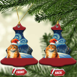 Christmas Van Gogh Cat Christmas Ornament In Santa Hat Starry Night TS12 Christmas Tree Red Print Your Wear