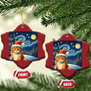 Christmas Van Gogh Cat Christmas Ornament In Santa Hat Starry Night TS12 Snow Flake Red Print Your Wear