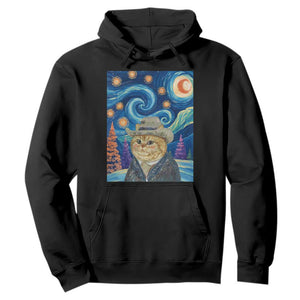 Funny Van Gogh Cat in Starry Night Hoodie TS12 Black Print Your Wear