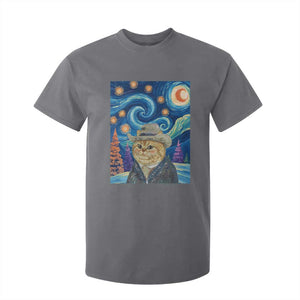 Funny Van Gogh Cat in Starry Night T Shirt For Kid TS12 Charcoal Print Your Wear