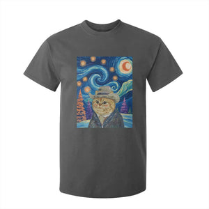 Funny Van Gogh Cat in Starry Night T Shirt For Kid TS12 Dark Heather Print Your Wear
