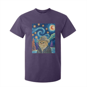 Funny Van Gogh Cat in Starry Night T Shirt For Kid TS12 Purple Print Your Wear