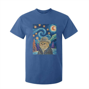 Funny Van Gogh Cat in Starry Night T Shirt For Kid TS12 Royal Blue Print Your Wear
