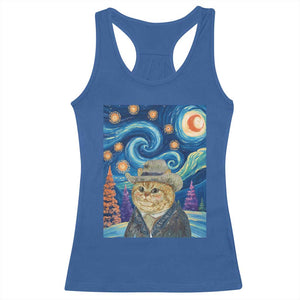 Funny Van Gogh Cat in Starry Night Racerback Tank Top TS12 Royal Blue Print Your Wear