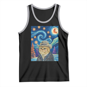 Funny Van Gogh Cat in Starry Night Tank Top TS12 Black Athletic Heather Print Your Wear