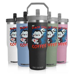 My Blood Type Is Coffee Flip Straw Tumbler Funny Vampire Halloween TS12 Print Your Wear