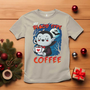 My Blood Type Is Coffee T Shirt Funny Vampire Halloween TS12 Sand Print Your Wear