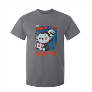 My Blood Type Is Coffee T Shirt For Kid Funny Vampire Halloween TS12 Charcoal Print Your Wear
