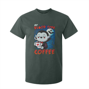 My Blood Type Is Coffee T Shirt For Kid Funny Vampire Halloween TS12 Dark Forest Green Print Your Wear