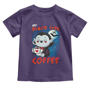 My Blood Type Is Coffee Toddler T Shirt Funny Vampire Halloween TS12 Purple Print Your Wear