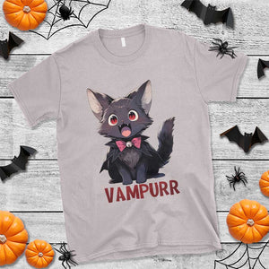 Halloween Black Vampire Cat T Shirt Vampurr Cute Kitty Lover TS12 Ice Gray Print Your Wear