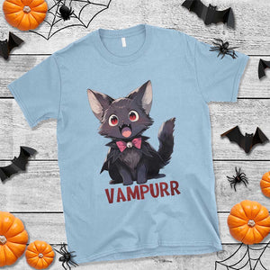 Halloween Black Vampire Cat T Shirt Vampurr Cute Kitty Lover TS12 Light Blue Print Your Wear