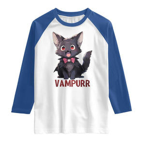 Halloween Black Vampire Cat Raglan Shirt Vampurr Cute Kitty Lover TS12 White Royal Print Your Wear