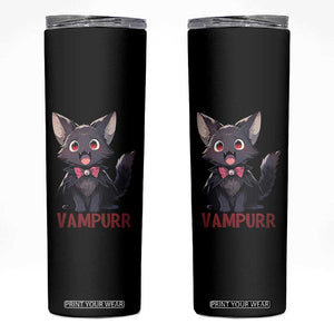 Halloween Black Vampire Cat Skinny Tumbler Vampurr Cute Kitty Lover TS12 Black Print Your Wear