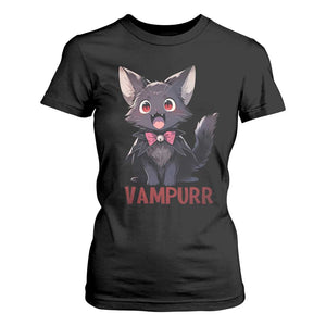 Halloween Black Vampire Cat T Shirt For Women Vampurr Cute Kitty Lover TS12 Black Print Your Wear