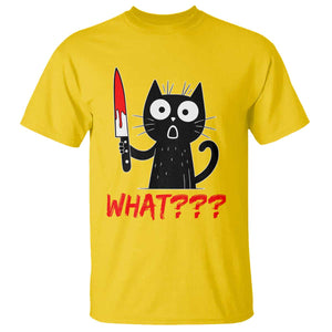 Black Cat Halloween T Shirt What Killer Kitten With Knife TS12 Daisy Print Your Wear