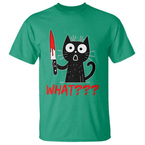 Black Cat Halloween T Shirt What Killer Kitten With Knife TS12 Irish Green Print Your Wear