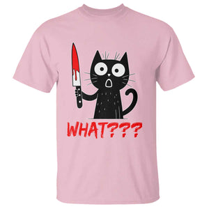 Black Cat Halloween T Shirt What Killer Kitten With Knife TS12 Light Pink Print Your Wear