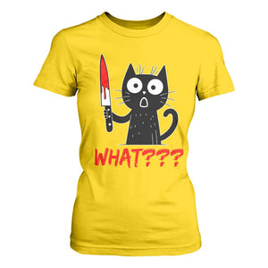 Black Cat Halloween T Shirt For Women What Killer Kitten With Knife TS12 Daisy Print Your Wear