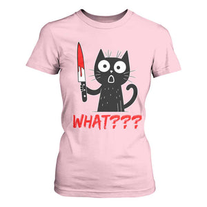 Black Cat Halloween T Shirt For Women What Killer Kitten With Knife TS12 Light Pink Print Your Wear