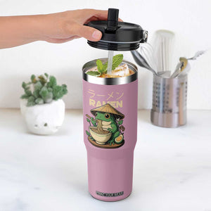 Frog Eating Ramen Flip Straw Tumbler Funny Japanese Food Lover Anime TS12 One Size: 30 oz Light Pink Print Your Wear